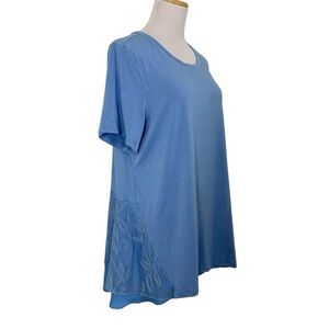 Logo Lori Goldstein Soutache Mesh Tunic Top Womens XL Periwinkle Swing Art